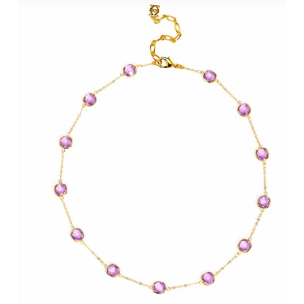 NEW ZENZII women's crystal collar necklace in lavender/ gold